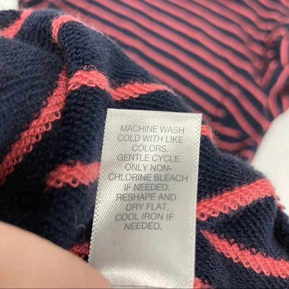 J. Jill Women's Small Mock Turtleneck Dress Navy/Coral Striped, Pockets, Soft! - Picture 8 of 8